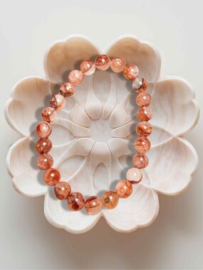 Fire Quartz Bracelet 8mm Hematoid Quartz Stretch Bracelet Handmade